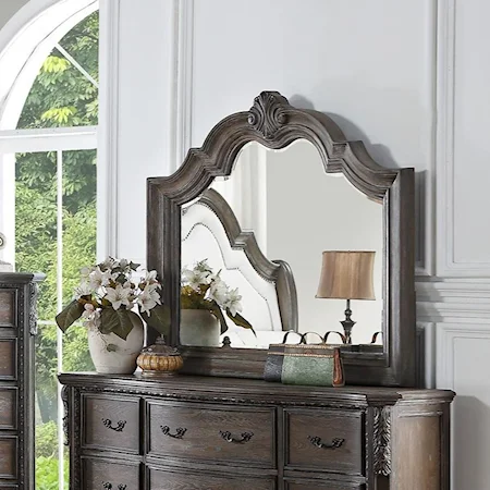 Dresser Mirror with Wood Carved Frame and Molding